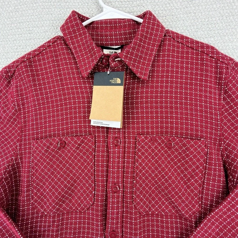 The North Face Valley Twill Flannel Shirt Mens Medium Red Plaid Long Sleeve